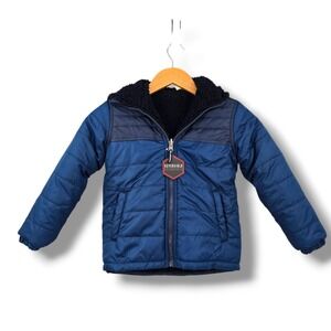 New Swiss Alps Boys Reversible Puffer Jacket with Fleece Hood Kids Coat 5/6